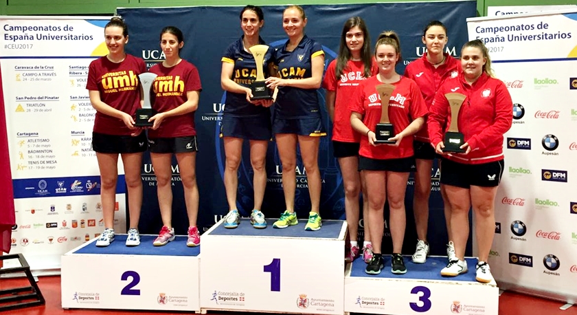 Podium femenino Tenis de Mesa