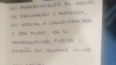 Carta de agradecimiento a estos sanitarios del Hospital de Albacete. Foto: @Albanestesia