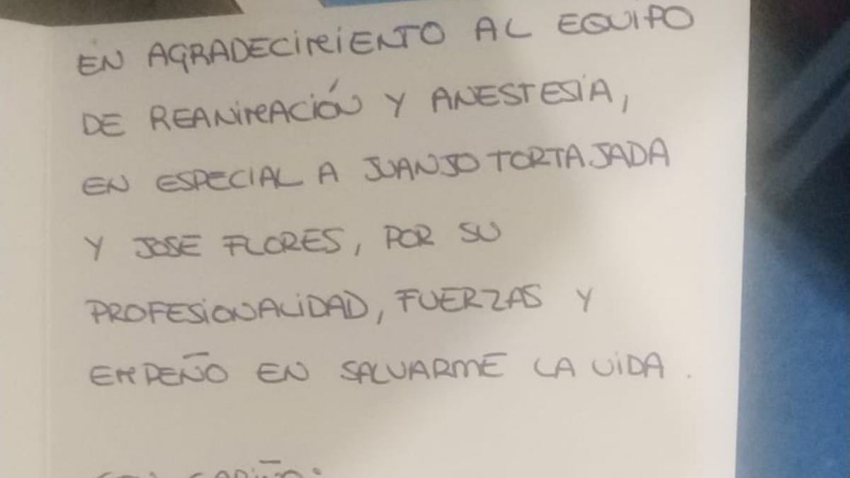Carta de agradecimiento a estos sanitarios del Hospital de Albacete. Foto: @Albanestesia
