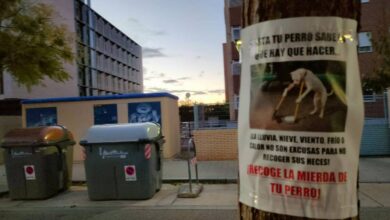 Carteles con mensajes para los dueños de mascotas en el barrio de Medicina