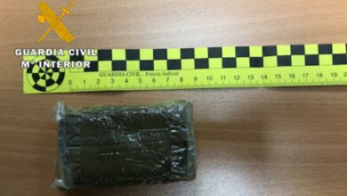 La Guardia Civil detiene a una persona por un delito contra la salud pública e interviene 95 gramos de hachís