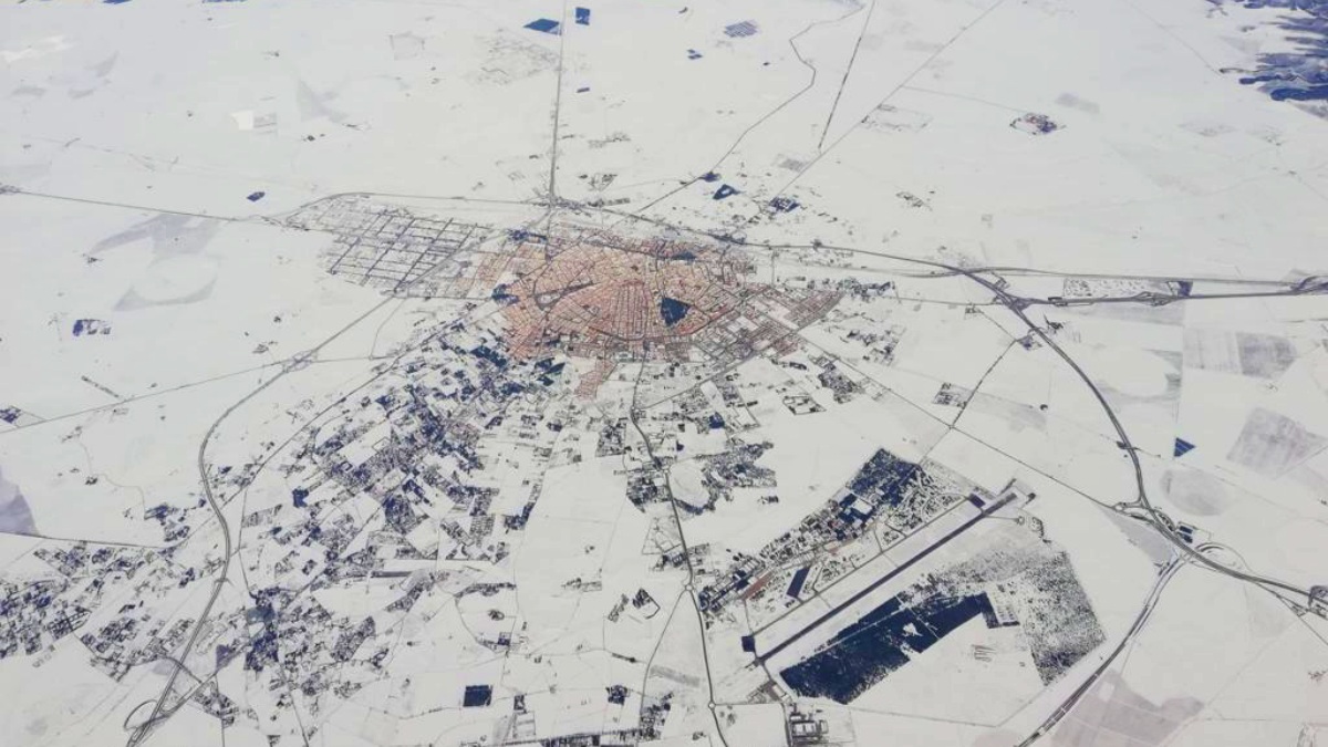 Foto aérea de Albacete capital tras el paso de Filomena