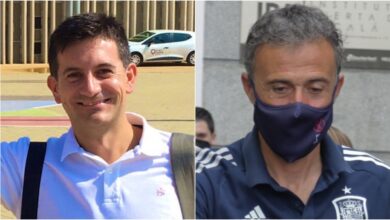 Sergio Sánchez, periodista de Albacete, y Luis Enrique, seleccionador nacional de fútbol