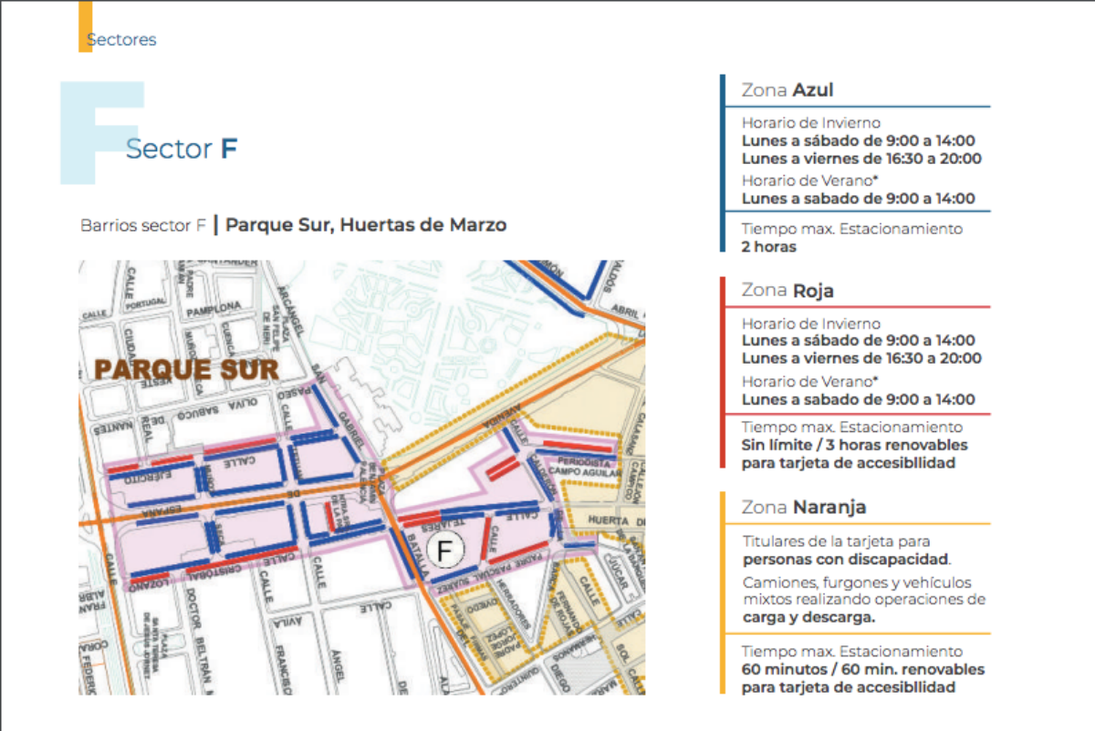 Zona F de aparcamiento en Albacete / Imagen: EMISALBA