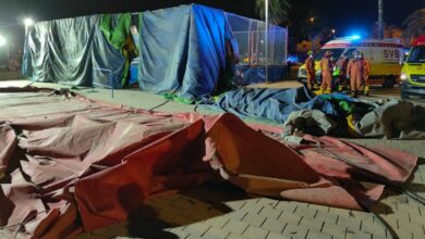 Nueve menores heridos al levantar el viento y tumbar un hinchable en la feria de Mislata (Valencia)