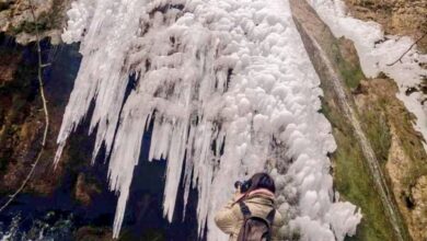 Cascada congelada en la provincia de Albacete