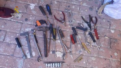 Utensilios incautados por la Guardia Civil tras desarticular un grupo criminal que había cometido robos en Castilla-La Mancha / Imagen: Guardia Civil
