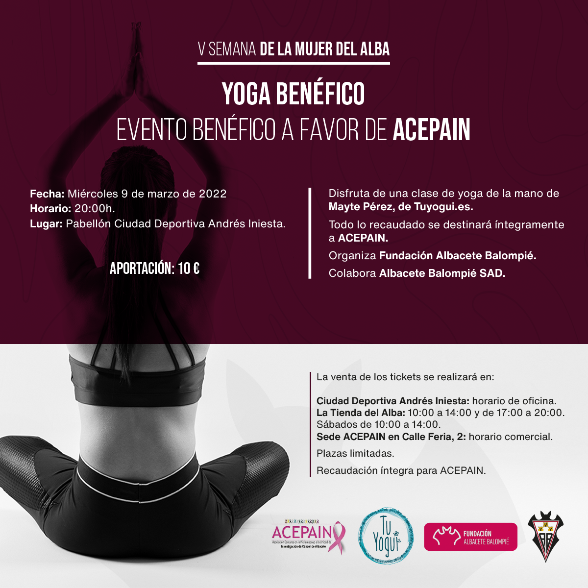 ACEPAIN organiza una clase de yoga solidario en Albacete