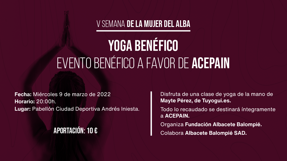 ACEPAIN organiza una clase de yoga solidario en Albacete