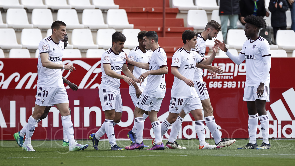 El Albacete Balompié celebra el gol que le dio la victoria ante el Atlético Baleares