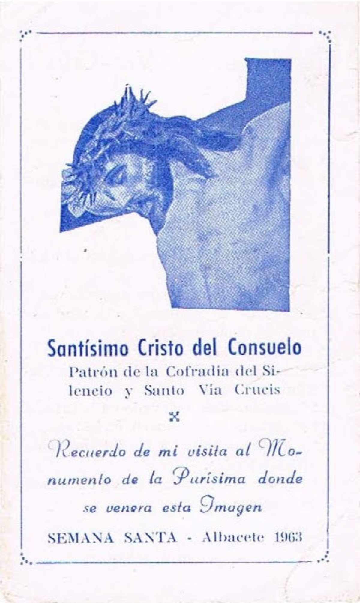 Estampa del Santísimo Cristo del Consuelo en Albacete de 1963 / Imagen cedida por la Cofradía del Silencio