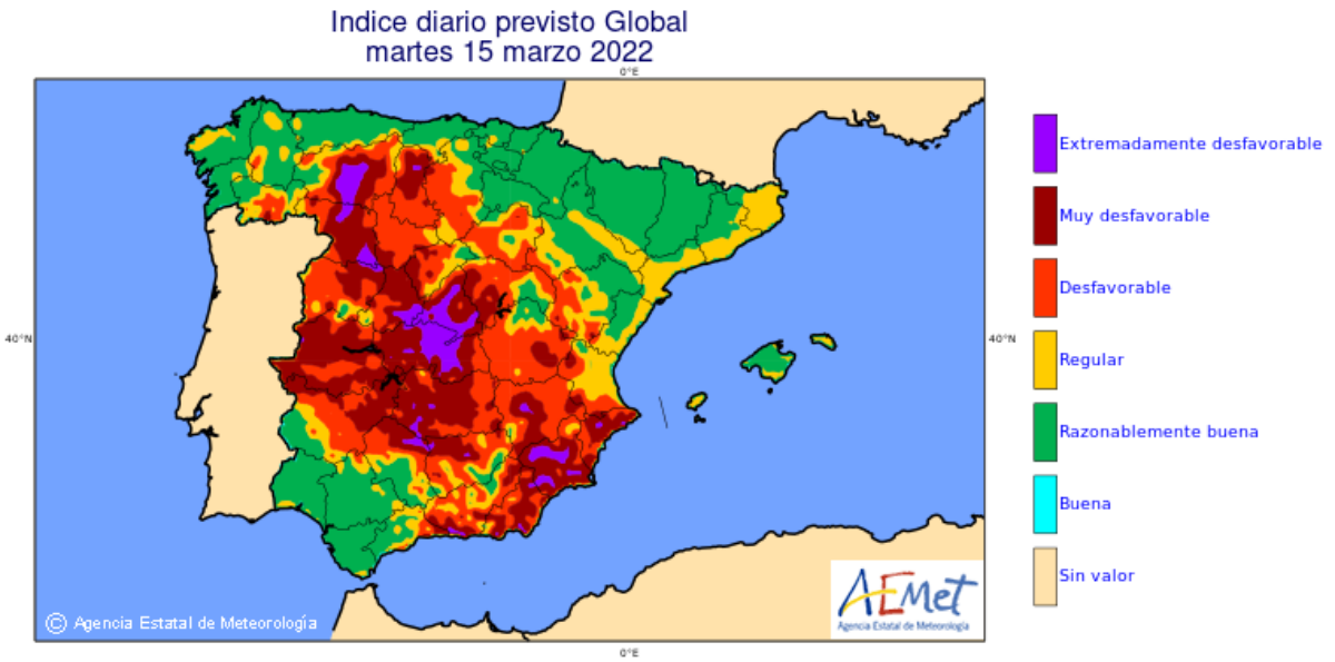 Calidad del aire en Albacete / Imagen: AEMET