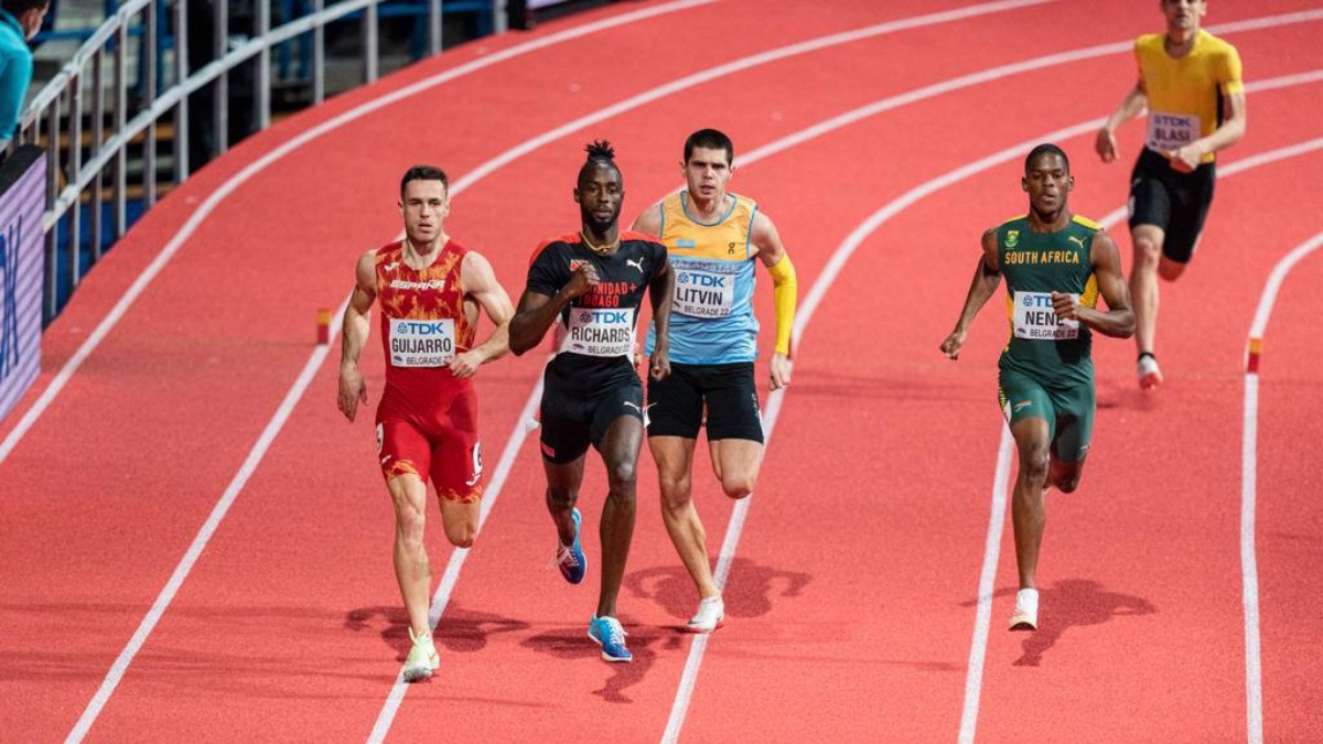 Un instante de la competición del atleta de Villarrobledo en el Campeonato Mundial de Atletismo / Imagen cedida