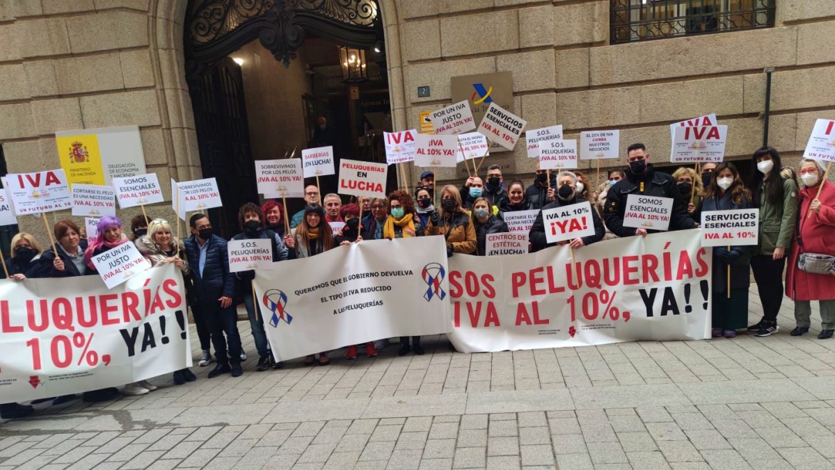 Protestas de los peluqueros en Albacete