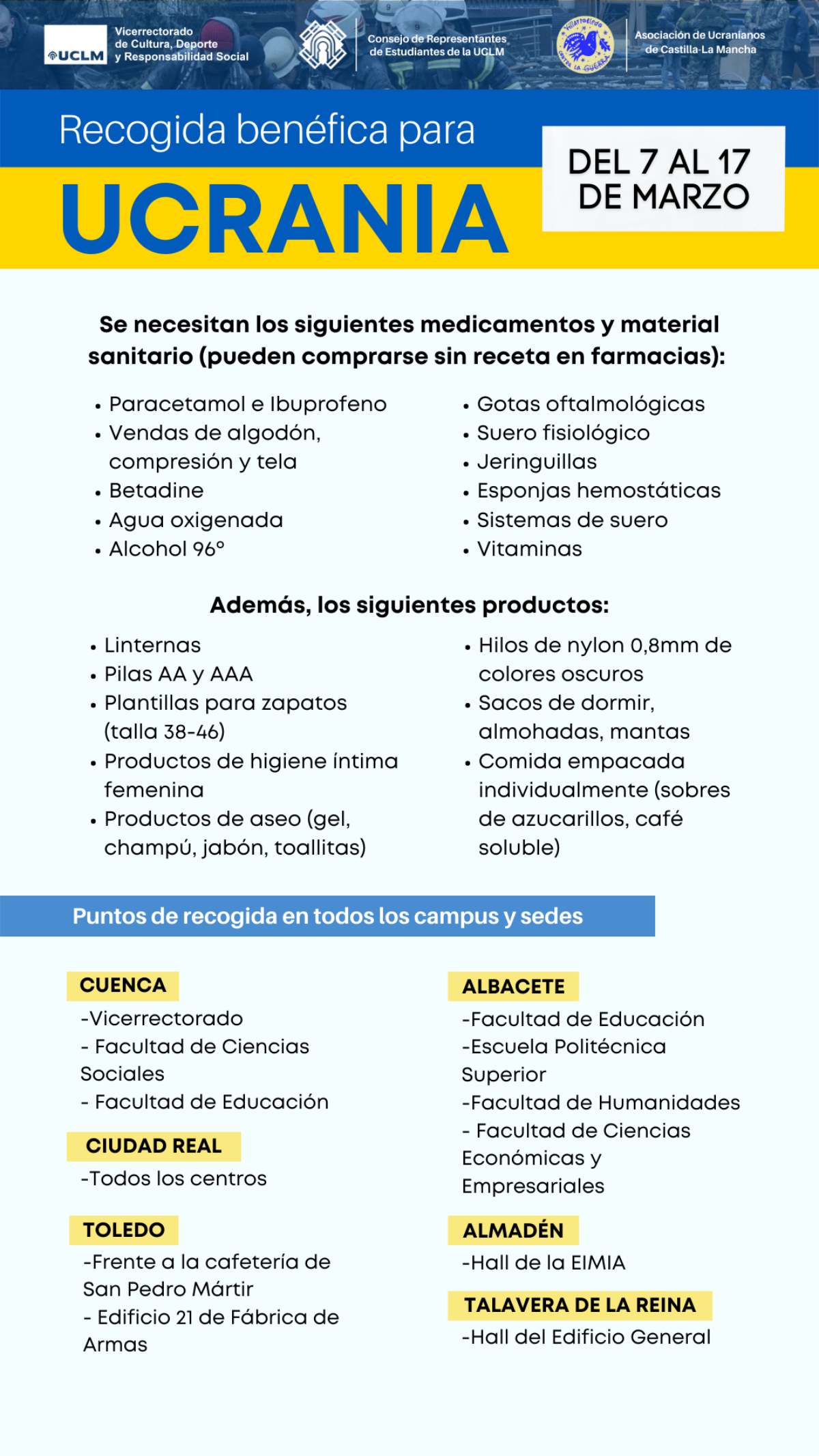 Recogida de material para ayudar a Ucrania