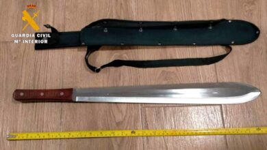 Machete intervenido por la Guardia Civil en Albacete