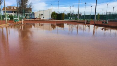 Pistas inundadas en el Club Tenis Albacete