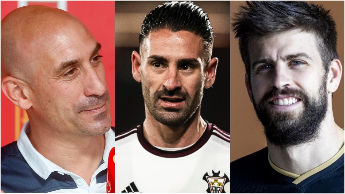 Rubiales, Piqué y el jugador del Albacete Kike Márquez