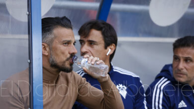 Rubén de la Barrera y su cuerpo técnico en la previa del Andorra - Albacete