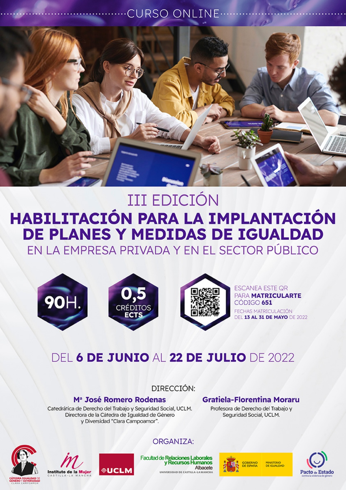 La UCLM abre el plazo de inscripción en el curso en línea de habilitación para la implantación de planes de igualdad / UCLM