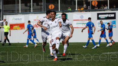 Rubén Martínez celebra el 0-1 del Albacete en Andorra