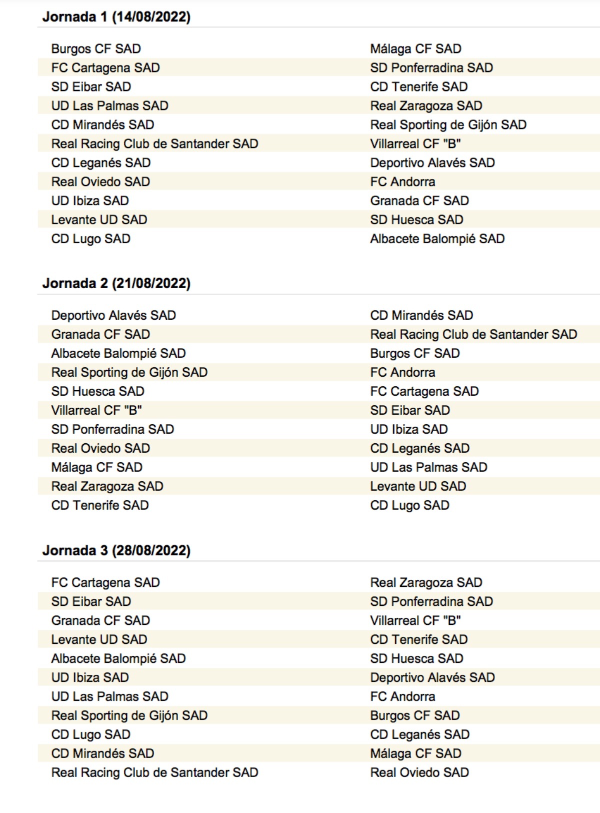 Calendario del albacete balompié