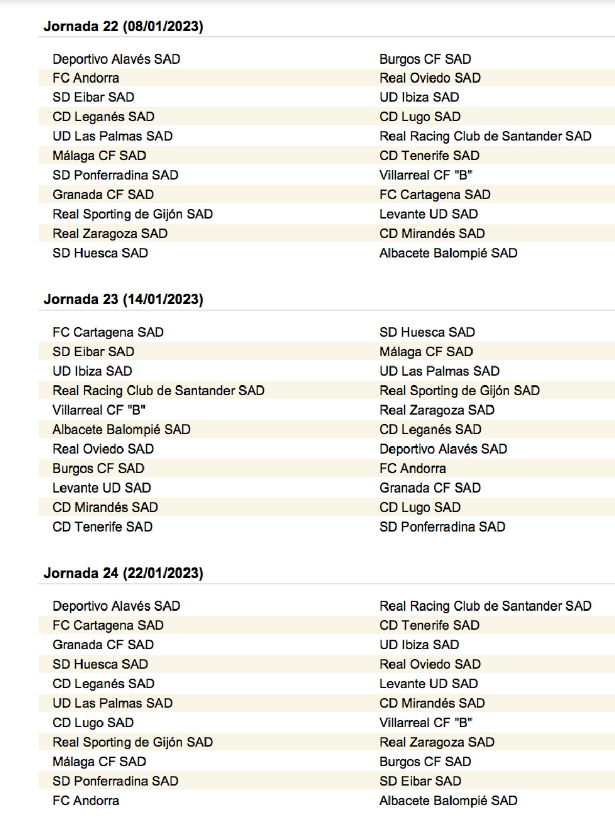 Calendario del albacete balompié