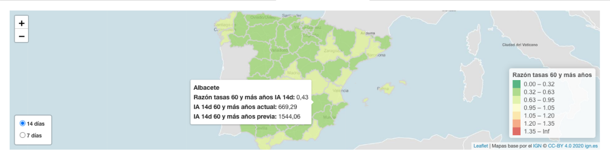 Incidencia acumulada de casos de COVID-19 a 14 días en Albacete / Imagen: Instituto de Salud Carlos III