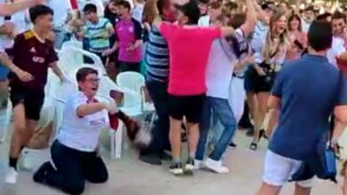 Celebración del gol del Albacete