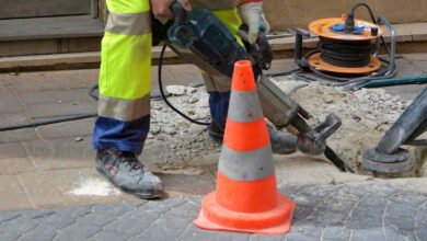 Obras en Albacete - Foto de archivo