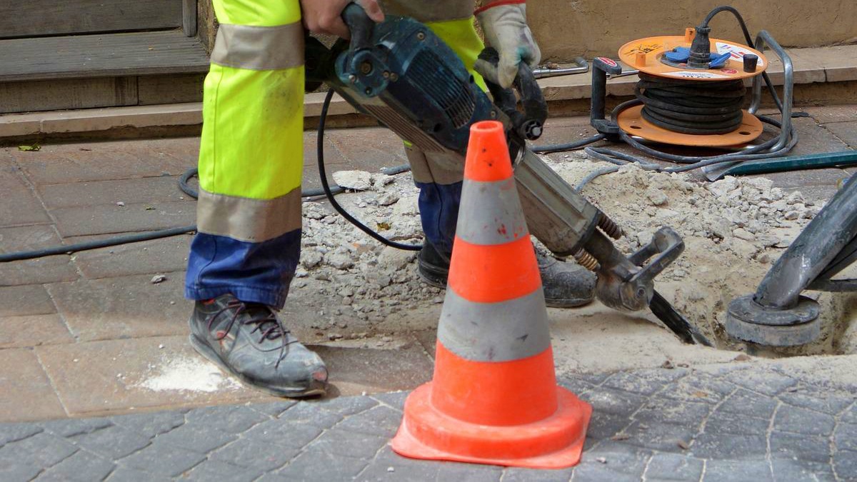 Obras en Albacete - Foto de archivo