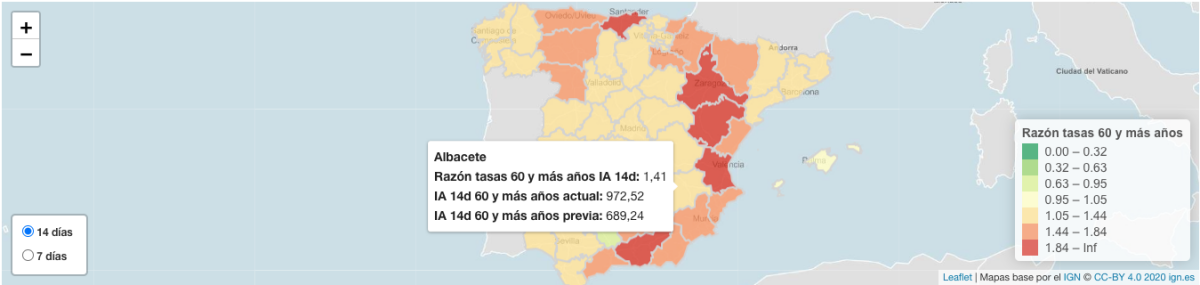 Incidencia acumulada a a 14 días en Albacete / Instituto de Salud Carlos III