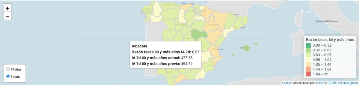 Incidencia acumulada a 7 días en Albacete / Instituto de Salud Carlos III