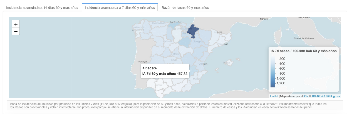 Incidencia acumulada a 7 días en Albacete / Instituto de Salud Carlos III