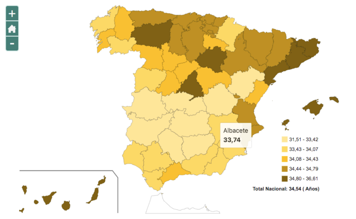 Edad media primer matrimonio en Albacete 2011 / INE