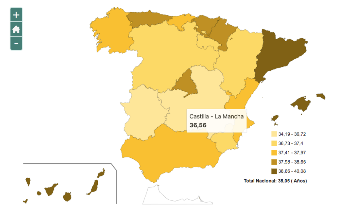 Edad media primer matrimonio en Castilla-La Mancha 2021 / INE