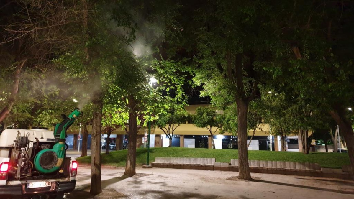 Tratamiento de fumigación contra la galeruca en Albacete / Imagen: Ayto. Albacete