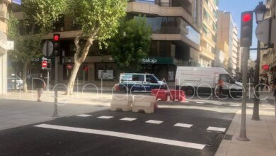 Uno de los renovado cruces tras las obras de peatonalización del centro de Albacete