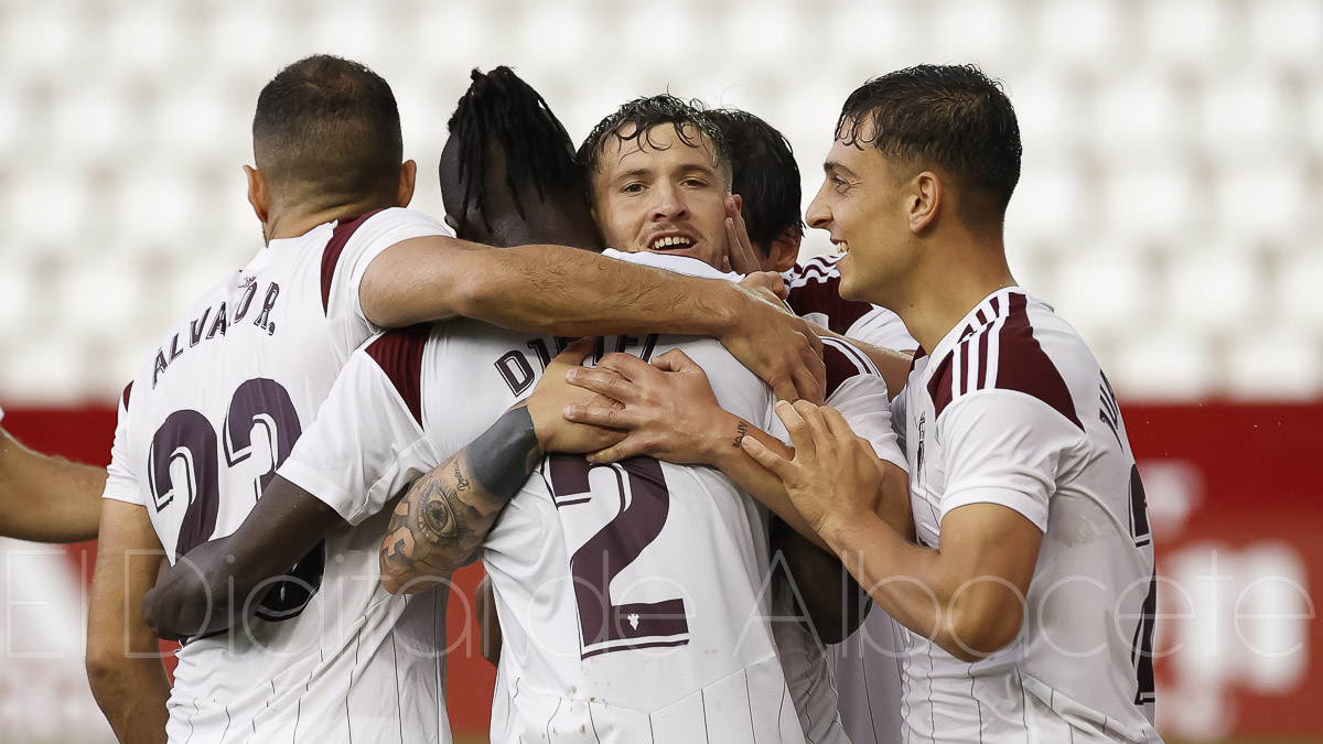 El Albacete celebra el 1-0 ante el Huesca