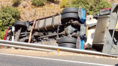 Accidente de camión en El Jardín (Albacete)