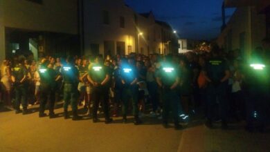 Presencia de la Guardia Civil tras una manifestación convocada para protestar por la muerte del joven