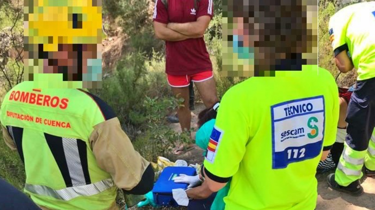 Herido en las Chorreras del Cabriel - Foto de archivo