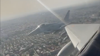 Eurofighters en uno de los ensayos del desfile de las Fuerzas Armadas / Foto: @juanbengo
