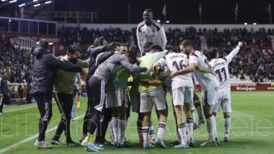 El Albacete Balompié celebra un gol en el Carlos Belmonte