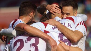 El Albacete celebra un gol