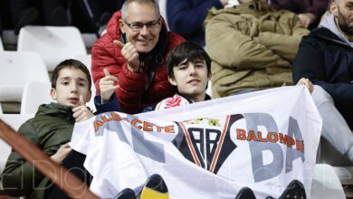 Aficionados del Albacete en el partido frente al Zaragoza