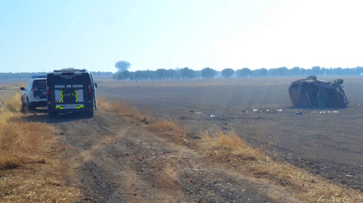 Accidente tras el que se sucedieron los hechos en Castilla-La Mancha / Foto: Guardia Civil