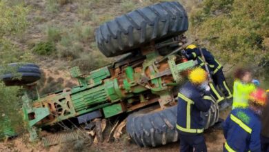 Foto de archivo de un accidente de tractor / Fuente: Bomberos