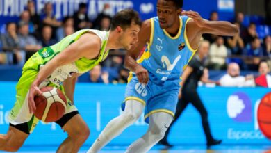 Un lance del partido entre Estudiantes y Albacete Basket / Fuente: Albacete Basket