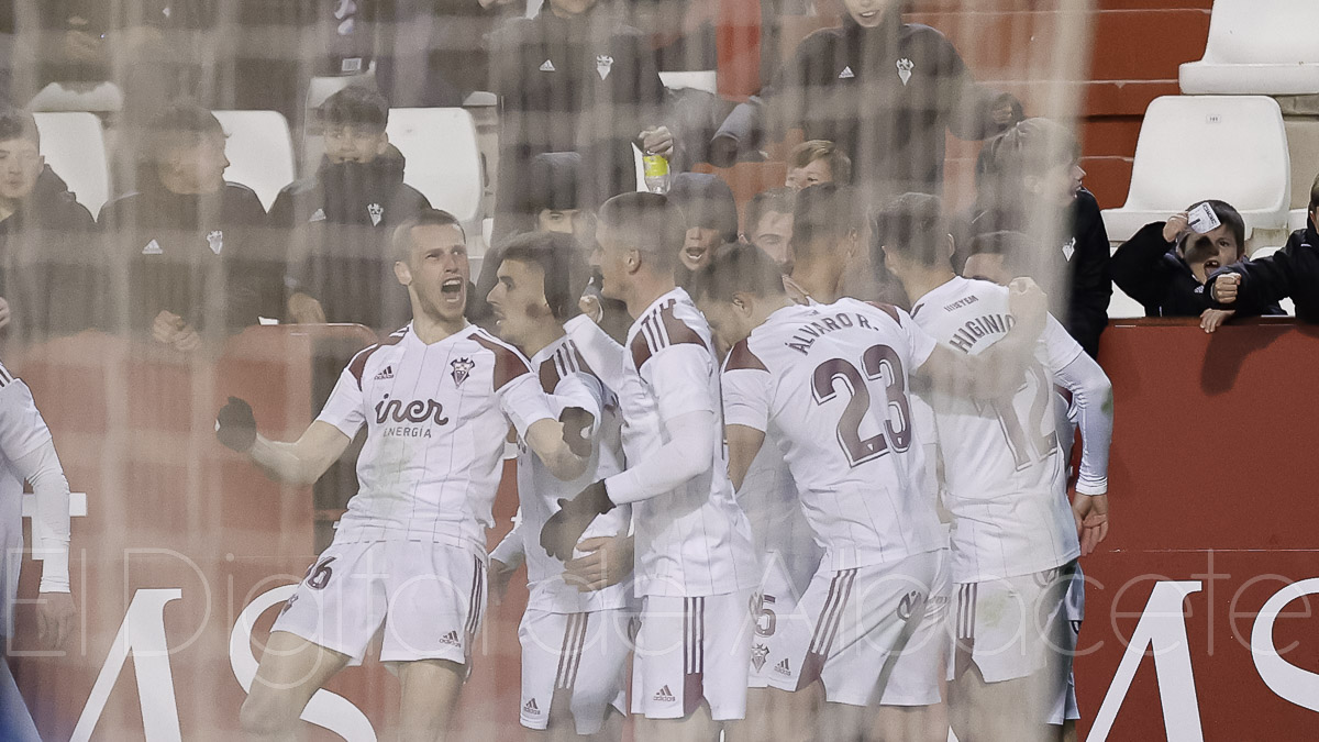 El Albacete celebra el 2-0 ante el Lugo